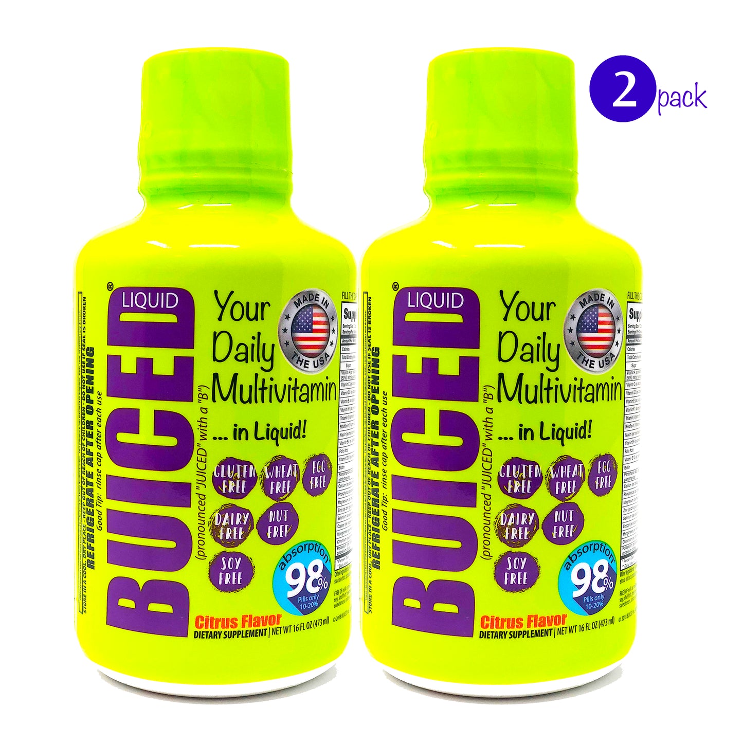 GRATITUDE OFFERING! Enjoy (2) Bottles of our 16oz Versions of either the Citrus, Fruit Punch, or Mocha. As always, a Daily capful delivers 100% of the Daily Value of the entire spectrum of vitamins from A, dispensing cap (included). Take it directly as a shot or "boost" your favorite juice or beverage. Order will be Fulfilled based on Availability. This could result in (2) bottles of the same flavor.