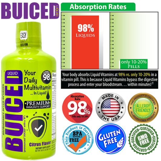 30 Day Supply | Original Citrus Flavor - Buiced Liquid Multivitamin | Gluten Free Vitamins | GMO Free Vitamins | Made in USA Vitamins | Best Multivitamin