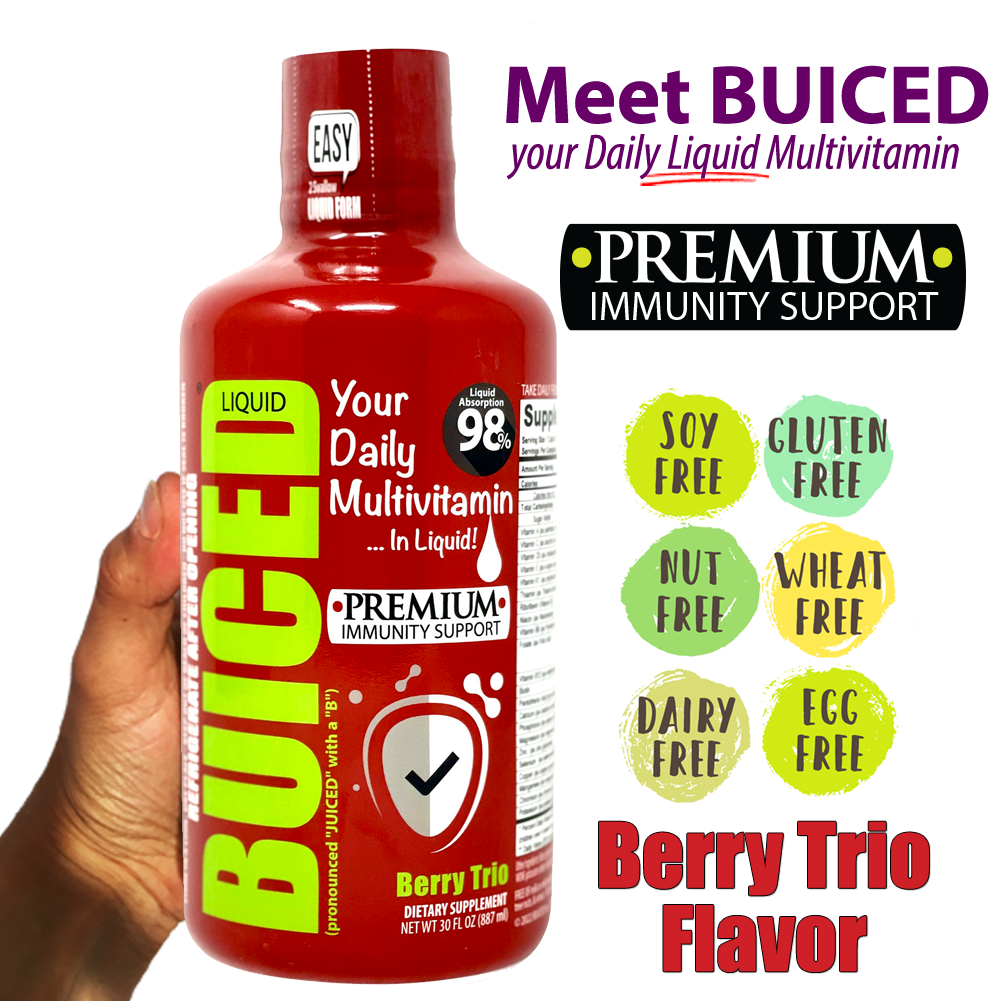 30 Day Supply | Fruit Punch Flavor - Buiced Liquid Multivitamin | Gluten Free Vitamins | GMO Free Vitamins | Made in USA Vitamins | Best Multivitamin