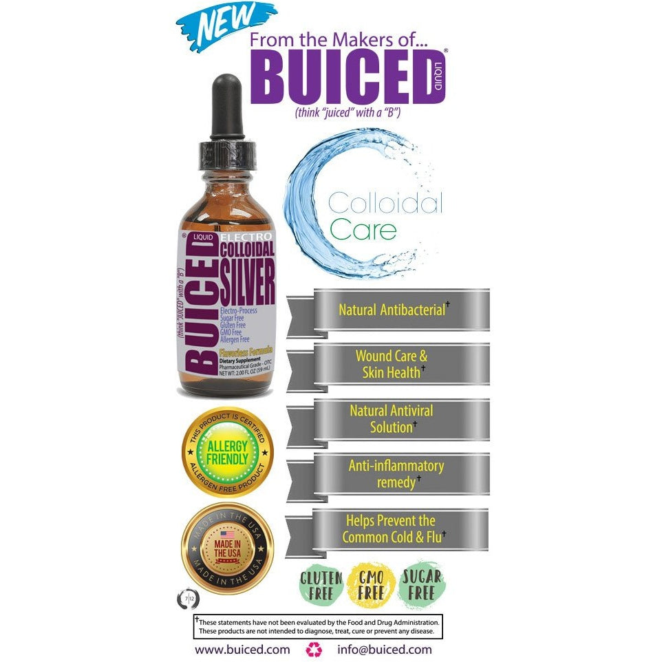 BUICED Colloidal Silver Liquid Drops | Natural Antibacterial Remedy| Natural Antiviral | Anti-Inflammatory Properties | Homeopathic | Colloidal Silver | Cure Eye Infections | Pink Eye, | Conjunctivitis | Styes | Made in USA
