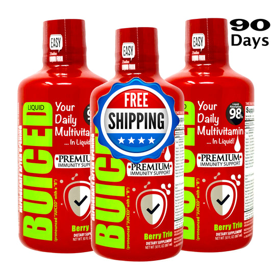 90 Day Supply | Berry Trio Flavor - Buiced Liquid Multivitamin | Gluten Free Vitamins | GMO Free Vitamins | Made in USA Vitamins | Best Multivitamin