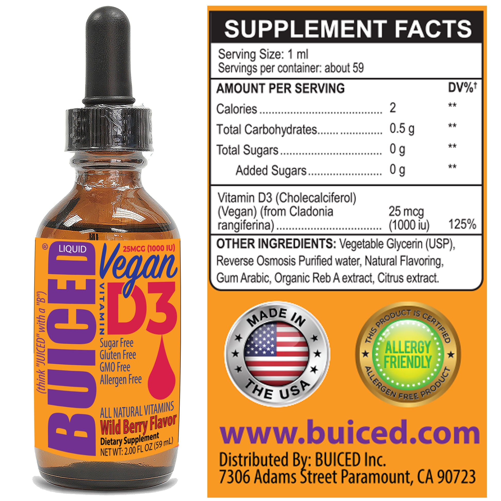 D3 Liquid Drops | Vitamin D3 Cholecalciferol | Gluten Free Vitamin D3 | GMO Free Vitamin D3 | Made in USA Vitamin D3 | 1000 IU | 5000 IU | 10,000 IU