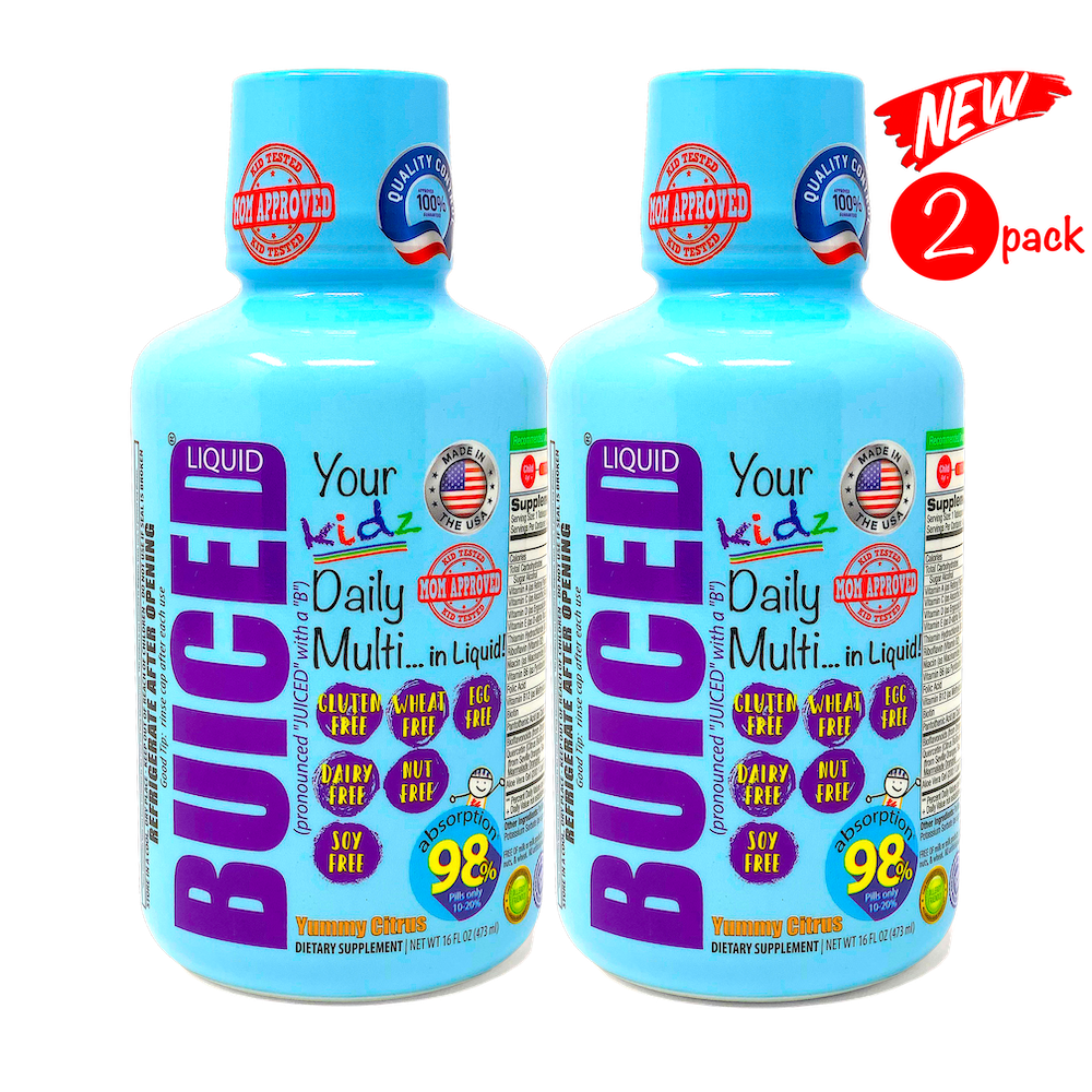 16oz BUICED | Kids Daily Multi - Buiced Liquid Multivitamin | Gluten Free Vitamins | GMO Free Vitamins | Made in USA Vitamins | Best Multivitamin 