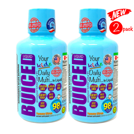 16oz BUICED | Kids Daily Multi - Buiced Liquid Multivitamin | Gluten Free Vitamins | GMO Free Vitamins | Made in USA Vitamins | Best Multivitamin