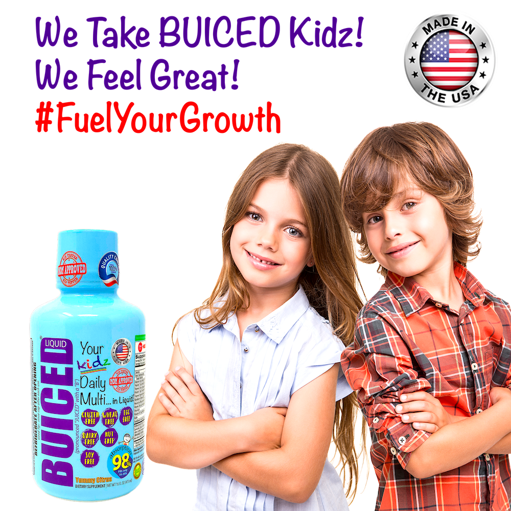 16oz BUICED | Kids Daily Multi - Buiced Liquid Multivitamin | Gluten Free Vitamins | GMO Free Vitamins | Made in USA Vitamins | Best Multivitamin