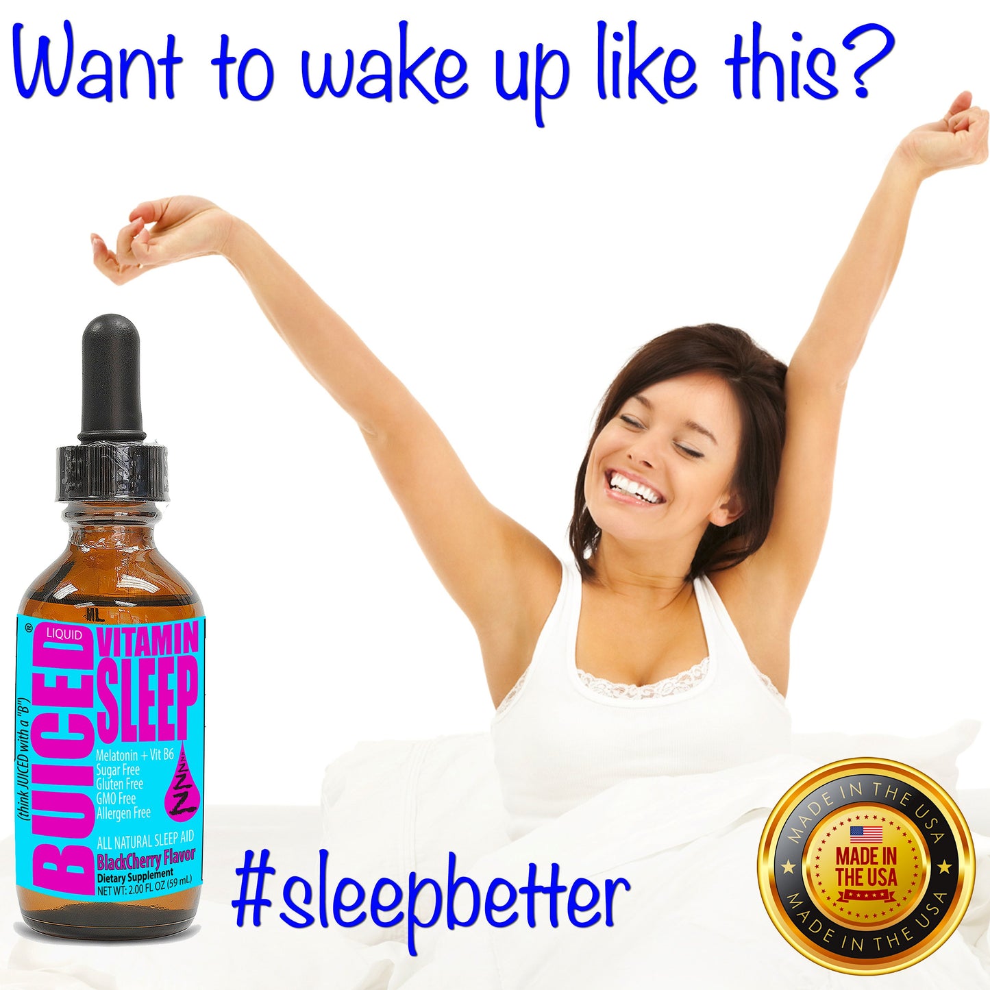 Vitamin Sleep - 1 Bottle - Buiced All Natural Sleep Aid | Melatonin and Vitamin B6 | Non groggy Non Addicting Formula | Made in USA