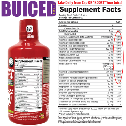 60 Day Supply | Berry Trio Flavor - Buiced Liquid Multivitamin | Gluten Free Vitamins | GMO Free Vitamins | Made in USA Vitamins | Best Multivitamin