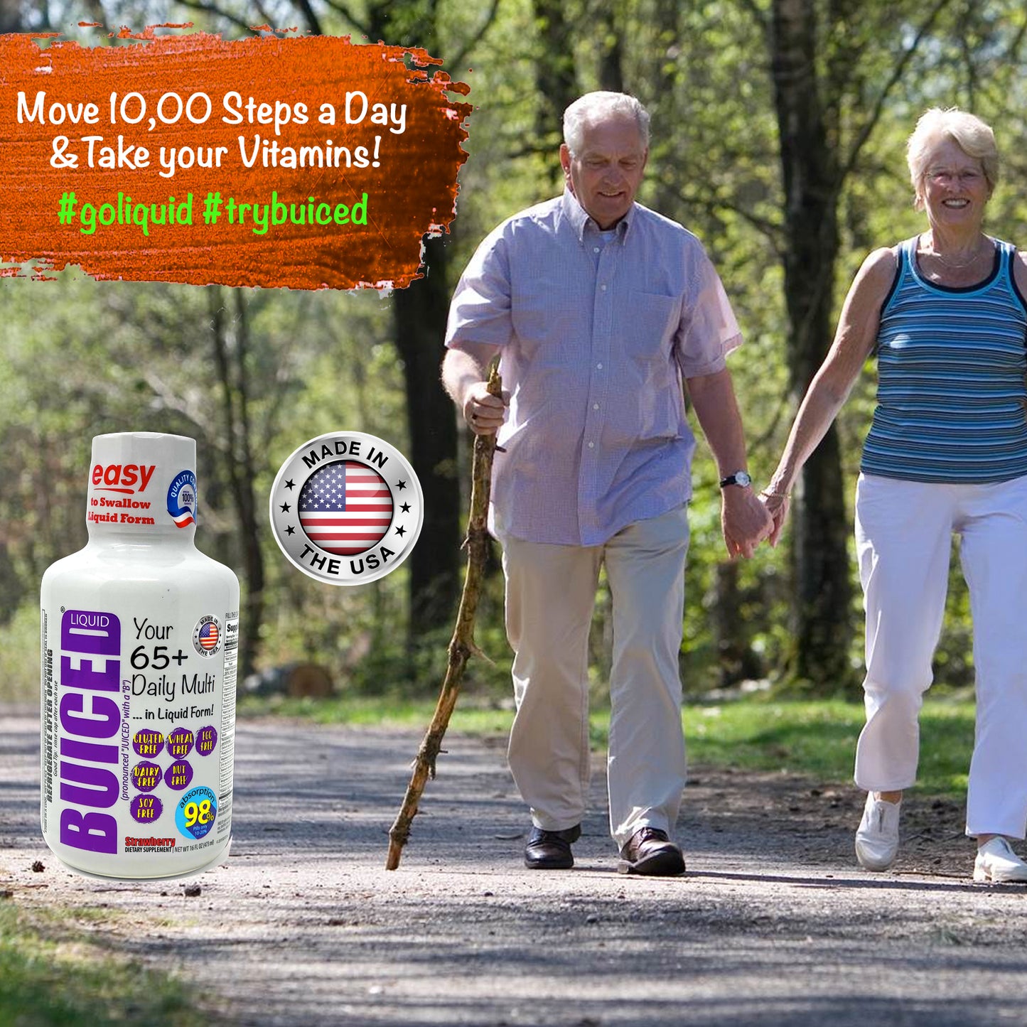 16oz BUICED | Seniors 65+ Daily Multi - Buiced Liquid Multivitamin | Gluten Free Vitamins | GMO Free Vitamins | Made in USA Vitamins | Best Seniors 65+ Multivitamin