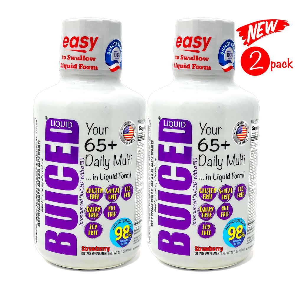 16oz BUICED | Seniors 65+ Daily Multi - Buiced Liquid Multivitamin | Gluten Free Vitamins | GMO Free Vitamins | Made in USA Vitamins | Best Seniors 65+ Multivitamin 