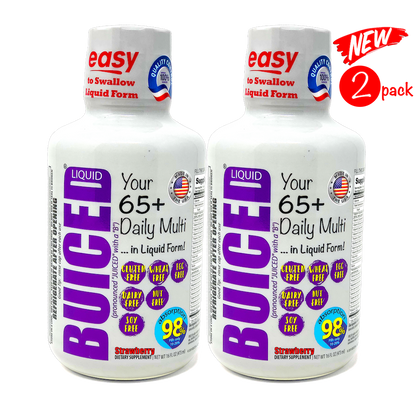 16oz BUICED | Seniors 65+ Daily Multi - Buiced Liquid Multivitamin | Gluten Free Vitamins | GMO Free Vitamins | Made in USA Vitamins | Best Seniors 65+ Multivitamin 