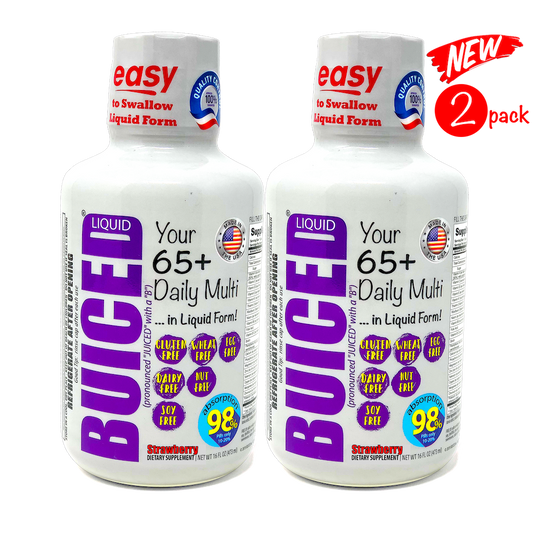 16oz BUICED | Seniors 65+ Daily Multi - Buiced Liquid Multivitamin | Gluten Free Vitamins | GMO Free Vitamins | Made in USA Vitamins | Best Seniors 65+ Multivitamin 