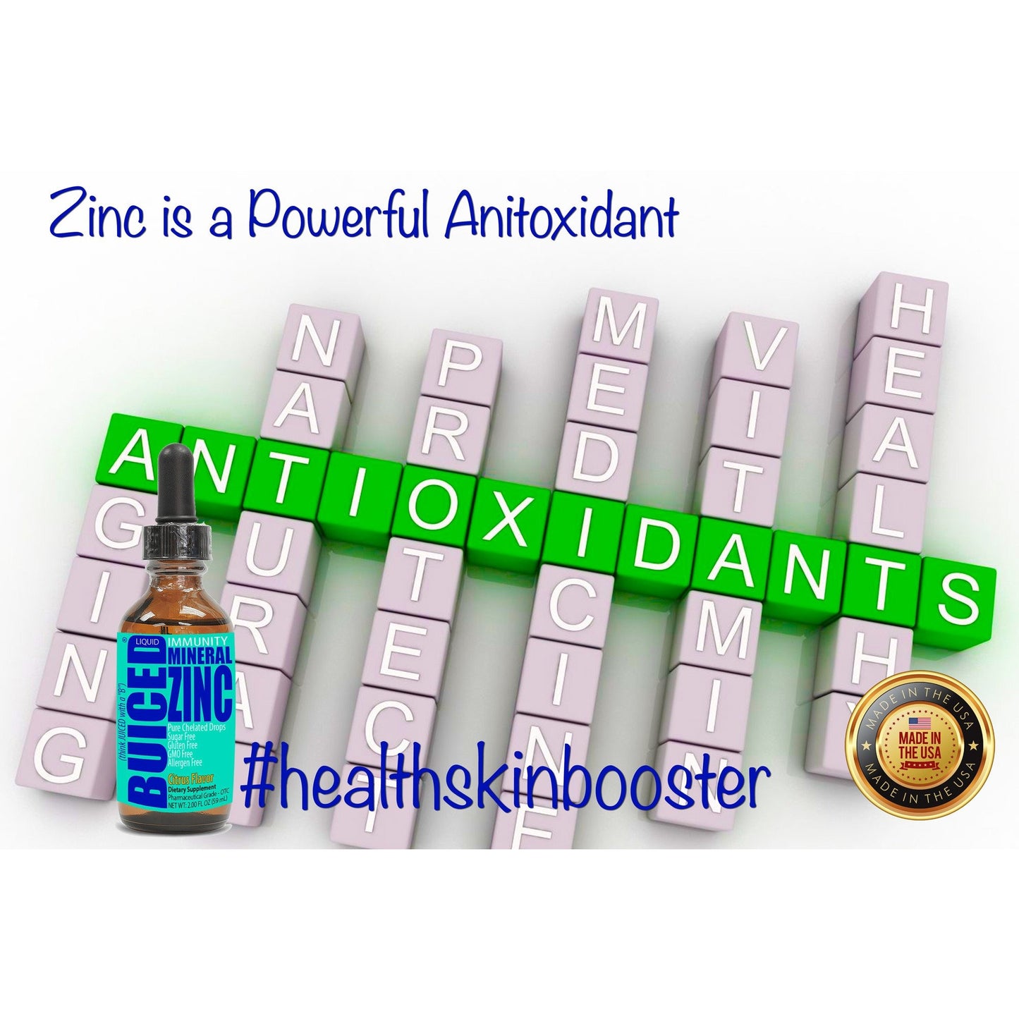 Zinc Liquid Drops - 1 Bottle - Buiced Liquid Multivitamin | Gluten Free Vitamins | GMO Free Vitamins | Made in USA Vitamins | Best Multivitamin 