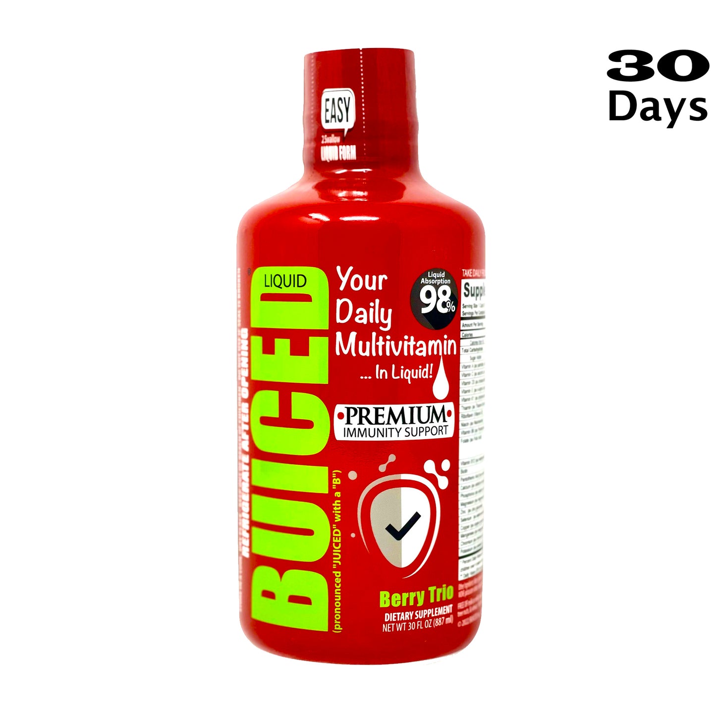 30 Day Supply | Berry Trio Flavor - Buiced Liquid Multivitamin | Gluten Free Vitamins | GMO Free Vitamins | Made in USA Vitamins | Best Multivitamin