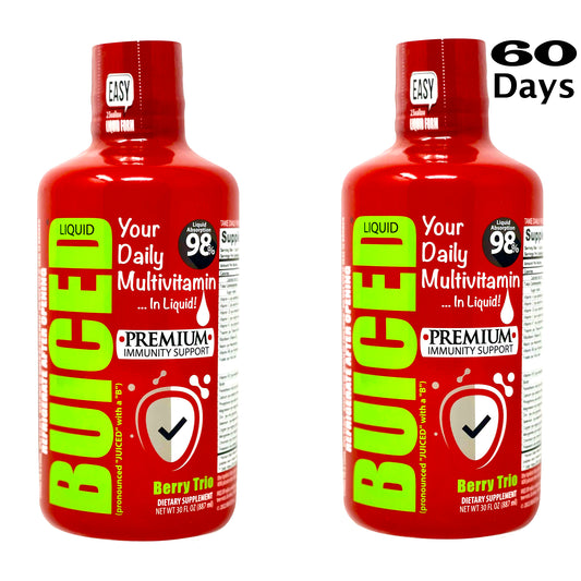 60 Day Supply | Berry Trio Flavor - Buiced Liquid Multivitamin | Gluten Free Vitamins | GMO Free Vitamins | Made in USA Vitamins | Best Multivitamin
