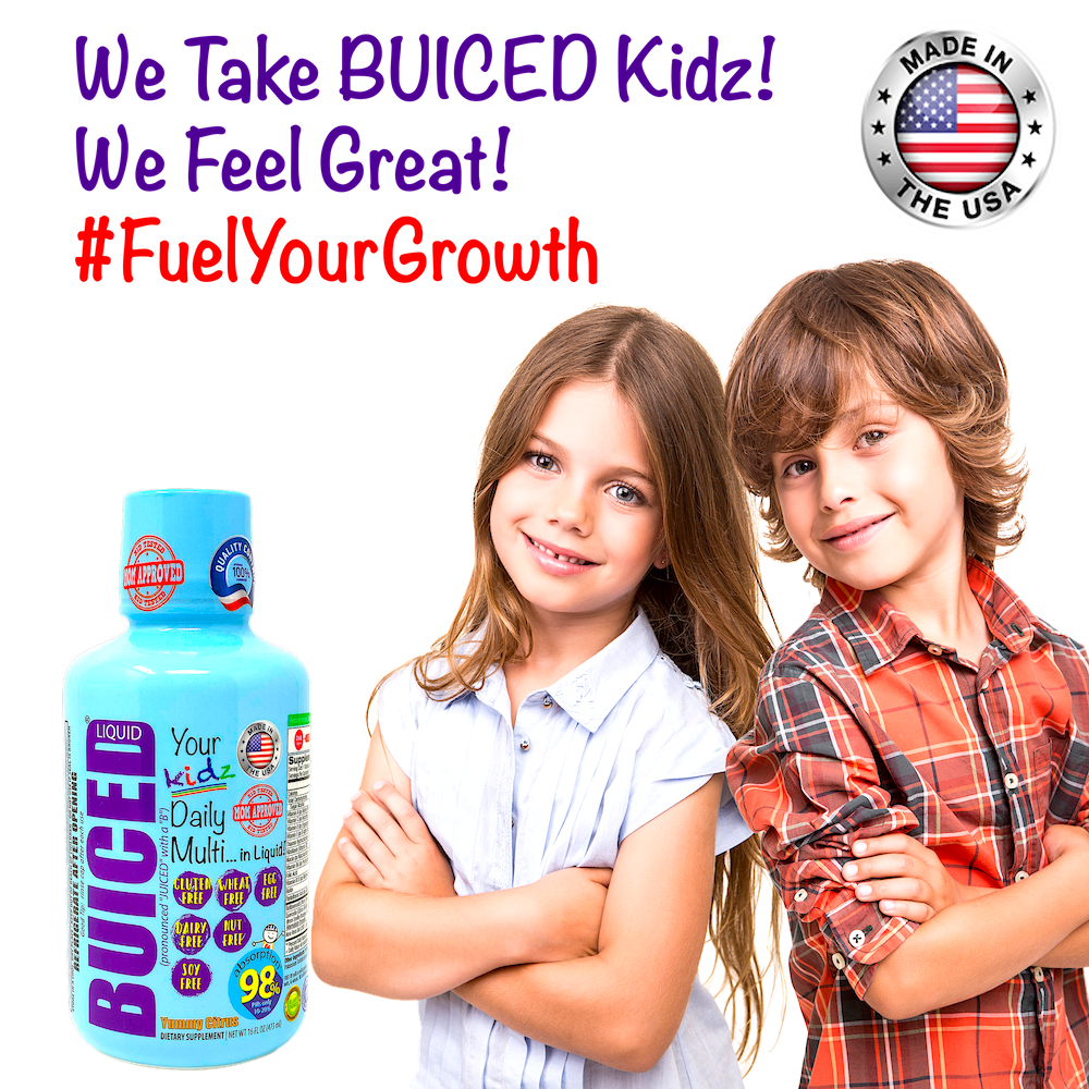 16oz BUICED | Kids Daily Multi - Buiced Liquid Multivitamin | Gluten Free Vitamins | GMO Free Vitamins | Made in USA Vitamins | Best Multivitamin 