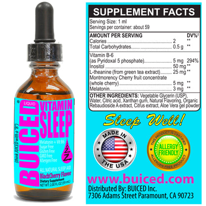 Vitamin Sleep - 1 Bottle - Buiced All Natural Sleep Aid | Melatonin and Vitamin B6 | Non groggy Non Addicting Formula | Made in USA