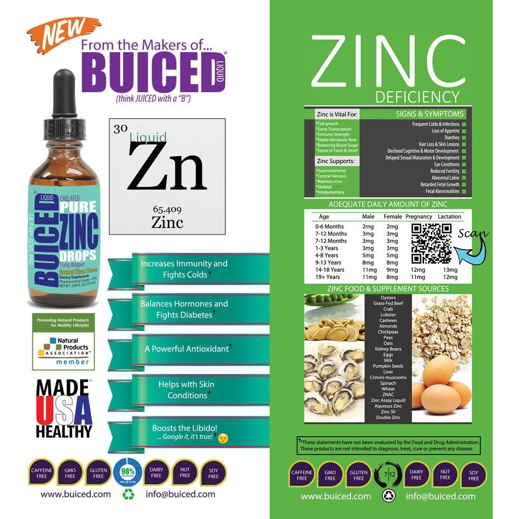 Zinc Liquid Drops - 1 Bottle - Buiced Liquid Multivitamin | Gluten Free Vitamins | GMO Free Vitamins | Made in USA Vitamins | Best Multivitamin 
