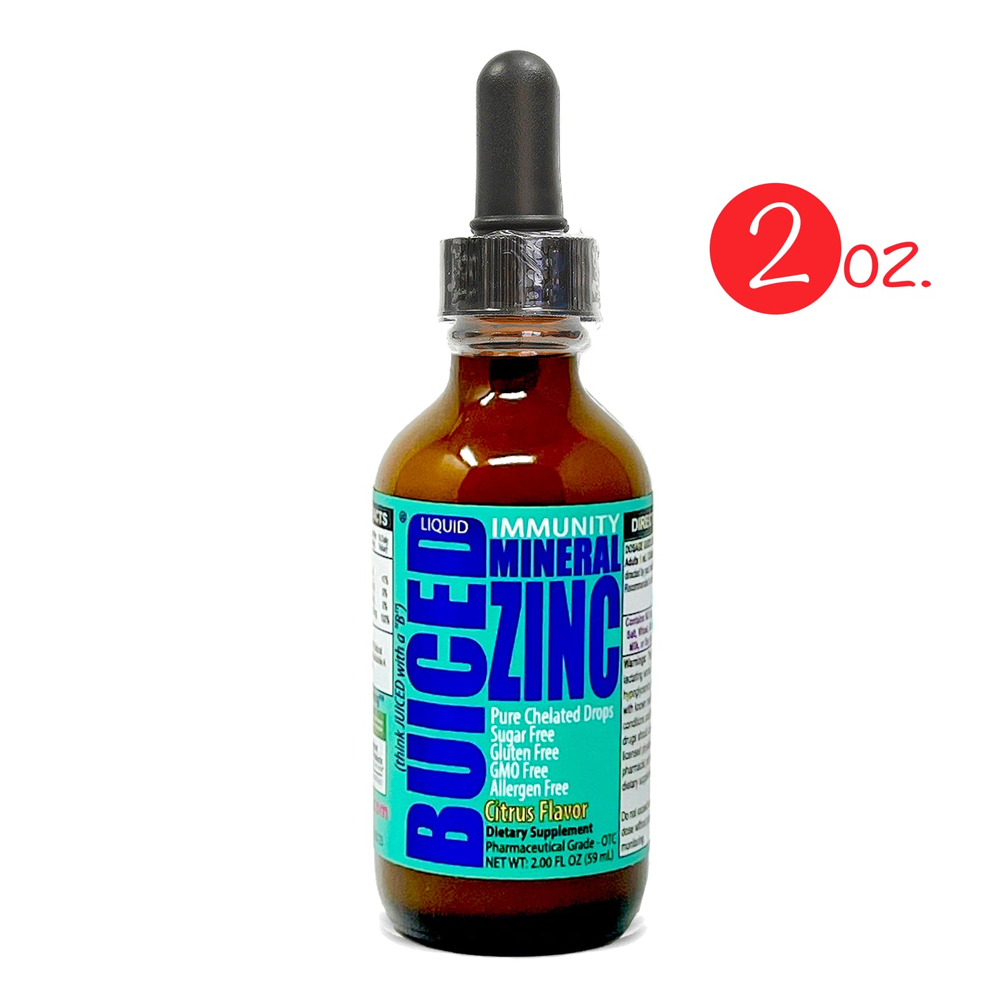 Zinc Liquid Drops - 1 Bottle - Buiced Liquid Mineral Chelated Zinc | Gluten Free | GMO Free | Made in USA | Citrus Flavor